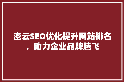 密云SEO优化提升网站排名，助力企业品牌腾飞