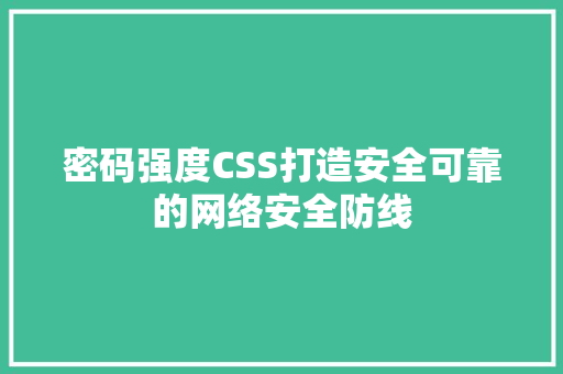 密码强度CSS打造安全可靠的网络安全防线