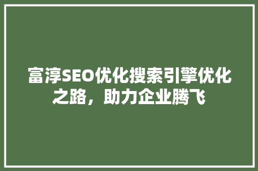 富淳SEO优化搜索引擎优化之路，助力企业腾飞