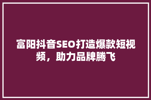 富阳抖音SEO打造爆款短视频，助力品牌腾飞