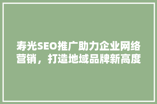 寿光SEO推广助力企业网络营销，打造地域品牌新高度