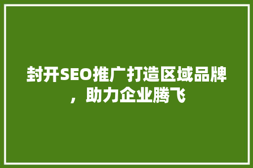 封开SEO推广打造区域品牌，助力企业腾飞