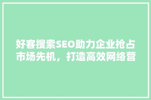 好客搜索SEO助力企业抢占市场先机，打造高效网络营销步骤