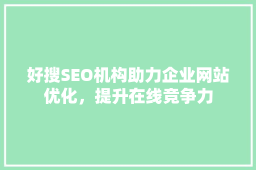 好搜SEO机构助力企业网站优化，提升在线竞争力