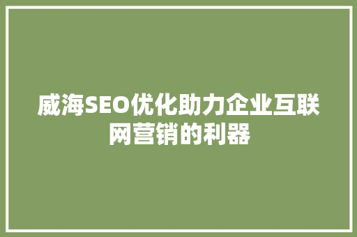 威海SEO优化助力企业互联网营销的利器