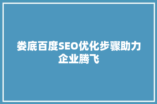 娄底百度SEO优化步骤助力企业腾飞