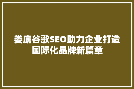 娄底谷歌SEO助力企业打造国际化品牌新篇章