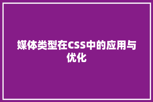 媒体类型在CSS中的应用与优化