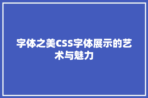 字体之美CSS字体展示的艺术与魅力