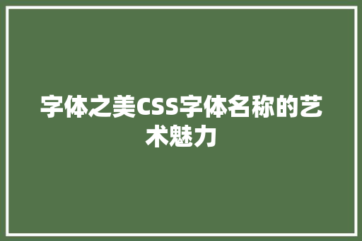 字体之美CSS字体名称的艺术魅力