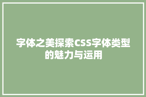 字体之美探索CSS字体类型的魅力与运用