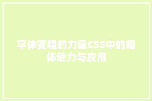 字体变粗的力量CSS中的粗体魅力与应用