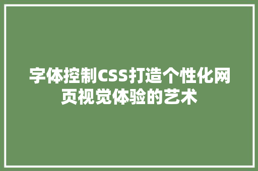 字体控制CSS打造个性化网页视觉体验的艺术