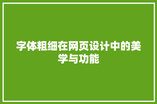 字体粗细在网页设计中的美学与功能