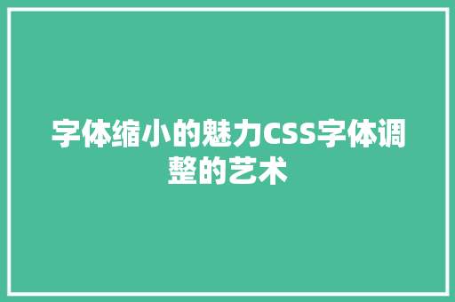 字体缩小的魅力CSS字体调整的艺术