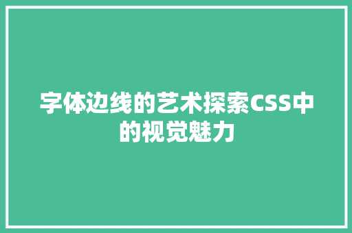 字体边线的艺术探索CSS中的视觉魅力