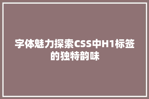 字体魅力探索CSS中H1标签的独特韵味