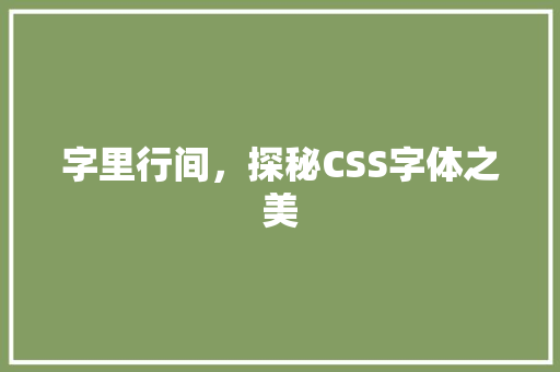 字里行间，探秘CSS字体之美