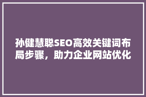 孙健慧聪SEO高效关键词布局步骤，助力企业网站优化