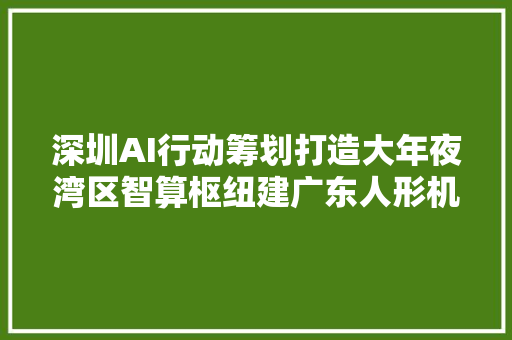 深圳AI行动筹划打造大年夜湾区智算枢纽建广东人形机械人立异中央