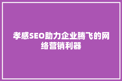 孝感SEO助力企业腾飞的网络营销利器