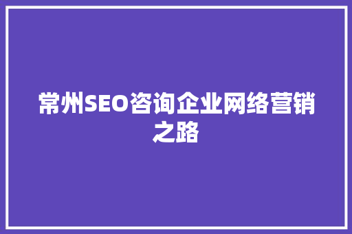 常州SEO咨询企业网络营销之路