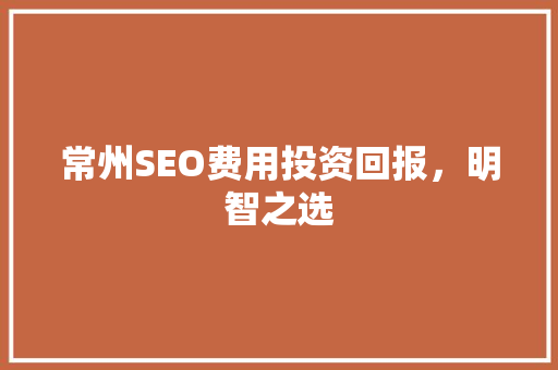 常州SEO费用投资回报，明智之选