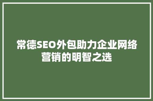 常德SEO外包助力企业网络营销的明智之选