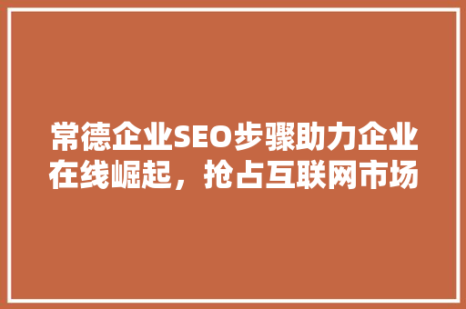 常德企业SEO步骤助力企业在线崛起，抢占互联网市场先机