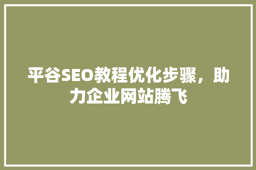 平谷SEO教程优化步骤，助力企业网站腾飞