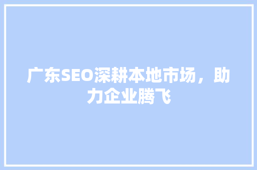 广东SEO深耕本地市场，助力企业腾飞