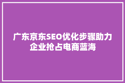 广东京东SEO优化步骤助力企业抢占电商蓝海