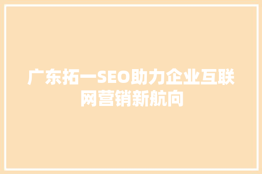 广东拓一SEO助力企业互联网营销新航向