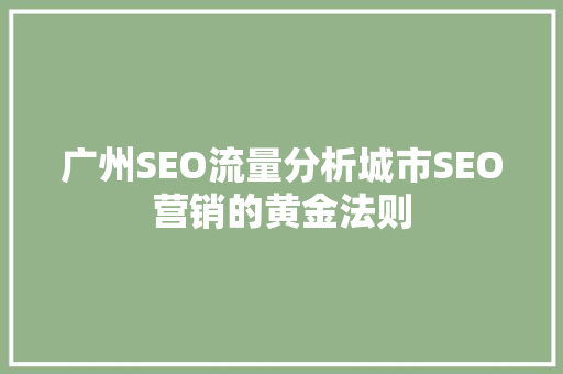 广州SEO流量分析城市SEO营销的黄金法则