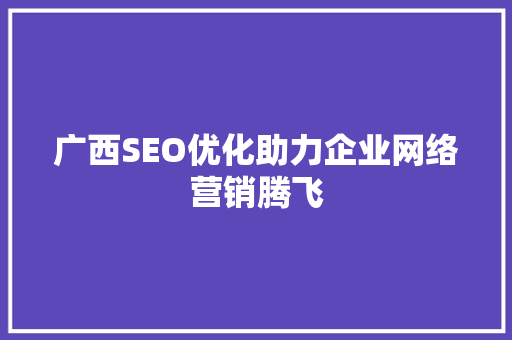 广西SEO优化助力企业网络营销腾飞