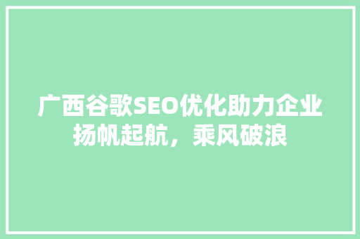 广西谷歌SEO优化助力企业扬帆起航，乘风破浪