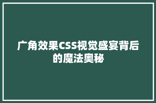 广角效果CSS视觉盛宴背后的魔法奥秘