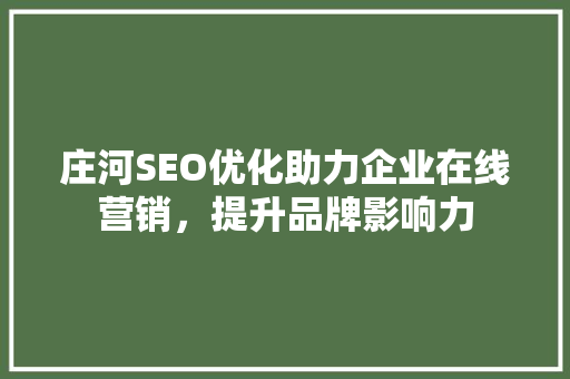 庄河SEO优化助力企业在线营销，提升品牌影响力