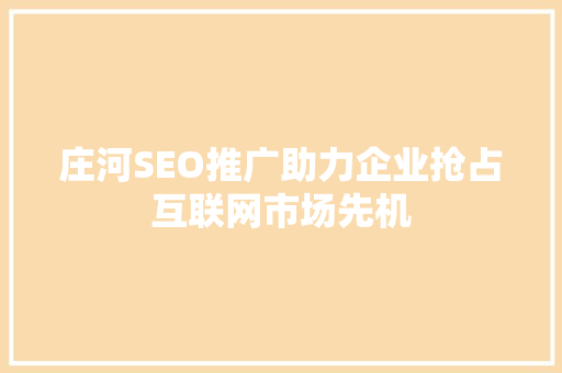 庄河SEO推广助力企业抢占互联网市场先机