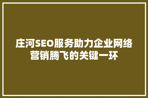 庄河SEO服务助力企业网络营销腾飞的关键一环