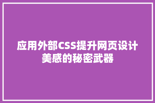 应用外部CSS提升网页设计美感的秘密武器