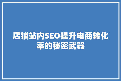 店铺站内SEO提升电商转化率的秘密武器