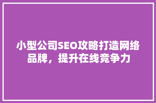 小型公司SEO攻略打造网络品牌，提升在线竞争力