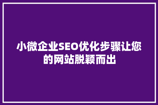 小微企业SEO优化步骤让您的网站脱颖而出