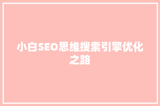 小白SEO思维搜索引擎优化之路