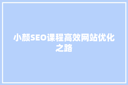 小颜SEO课程高效网站优化之路