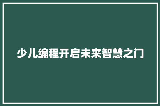 少儿编程开启未来智慧之门