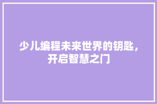 少儿编程未来世界的钥匙，开启智慧之门