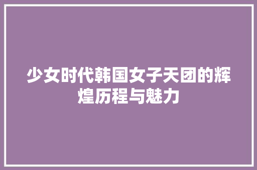 少女时代韩国女子天团的辉煌历程与魅力