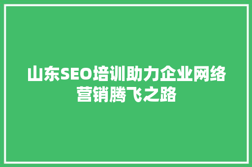 山东SEO培训助力企业网络营销腾飞之路